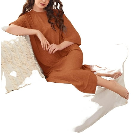 Casual Round Neck Sleepshirts 3/4 Sleeve Brown Womens Nightgowns & Sleepshirts (Women s)
Casual Round Neck Sleepshirts 3/4 Sleeve Brown Womens Nightgowns & Sleepshirts (Women s)