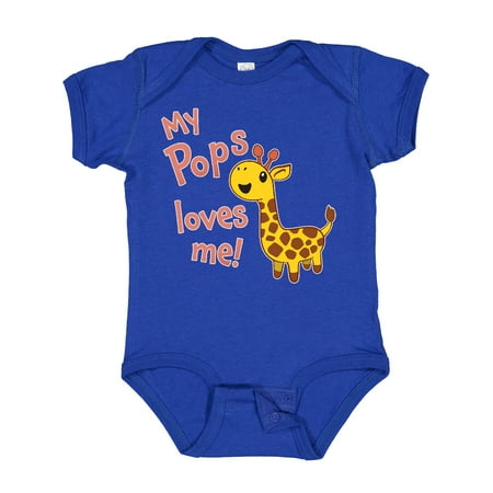 Inktastic My Pops Loves Me- Cute Giraffe Gift Baby Boy or Baby Girl Bodysuit