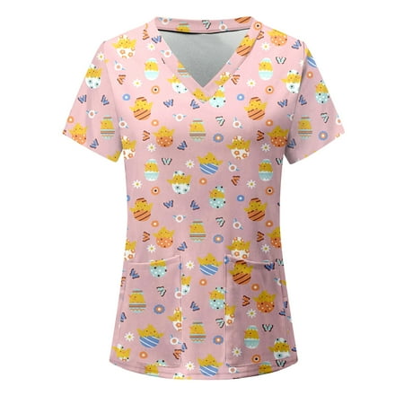 Outfmvch Purple Womens Summer Tops Short Sleeve V-neck Working Uniform Pink S
Outfmvch Purple Womens Summer Tops Short Sleeve V-neck Working Uniform Pink S