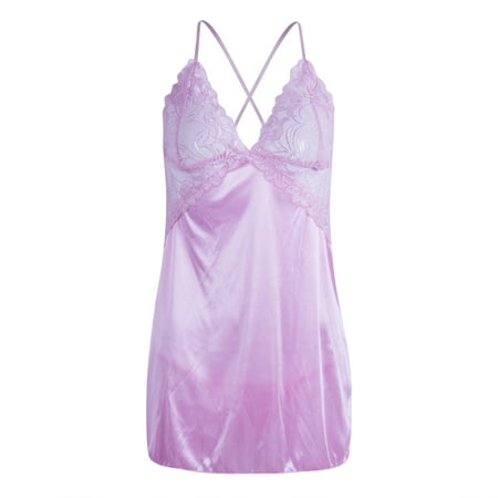 Multitrust Women Sleepwear Sleeveless V-neck Nightwear Cross Strap Lingerie