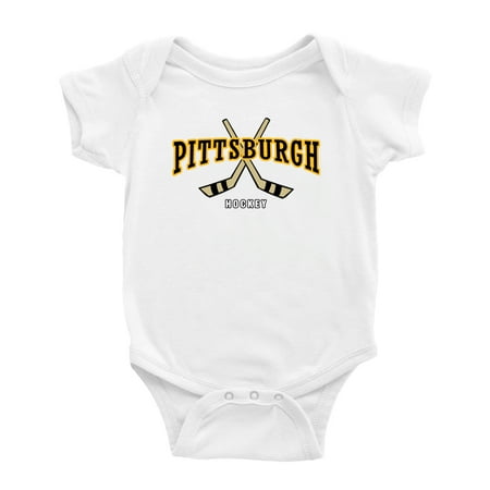 Cute Pittsburgh Baby Romper Hockey Fan Baby Jersey Clothes (White 0-3 Monthes)