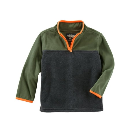 OshKosh B'gosh Little Boys' Full-Zip B'gosh Fleece Cozies- Gray/Olive- 6 Kids