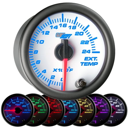 GlowShift White 7 Color 2400 Exhaust Gas Temperature EGT Pyrometer Gauge