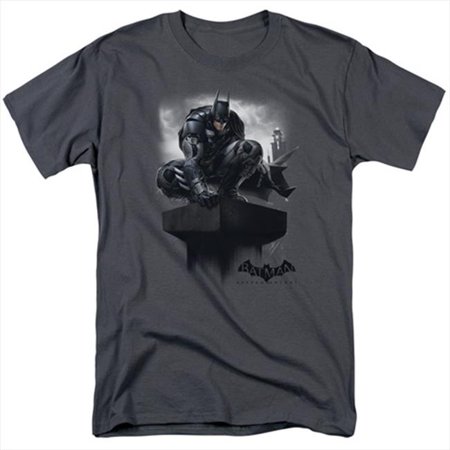 Batman Arkham Knight-Perched - Short Sleeve Adult 18-1 Tee, Charcoal - Large