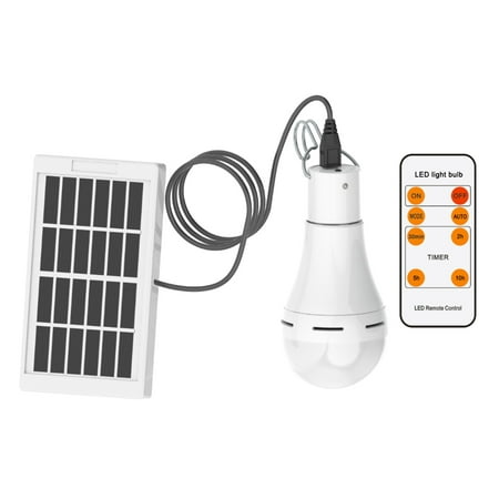 

Eccomum 7W Solar Powered LEDs Light Bulbs Remote & AUTO Control 5 Functions Timer Setting 6000-6500K White Light Outdoor Rechargeable Emergency Lights for Camping Night Fishing