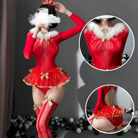 Fengqque Women Plush Solid Christmas Lingerie Sets Temptation Babydoll Underpants Underwear Sleepwear Mesh Bodysuit+Socks+Hat Suit
Fengqque Women Plush Solid Christmas Lingerie Sets Temptation Babydoll Underpants Underwear Sleepwear Mesh Bodysuit+Socks+Hat Suit