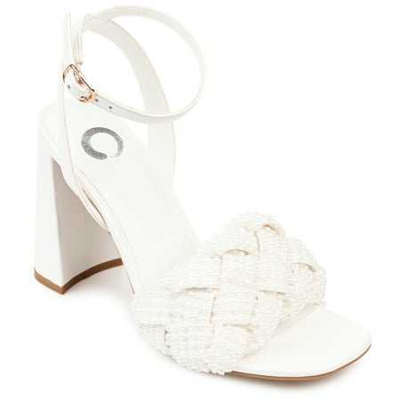 Journee Collection Womens Dua Tru Comfort Foam Pearl Accents Block Heel Sandals
