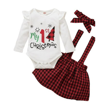 MarinaVida Baby Girls Christmas Skirt Set Christmas Romper Plaid Skirt with Headband 3Pcs Xmas Clothes Outfit
MarinaVida Baby Girls Christmas Skirt Set Christmas Romper Plaid Skirt with Headband 3Pcs Xmas Clothes Outfit