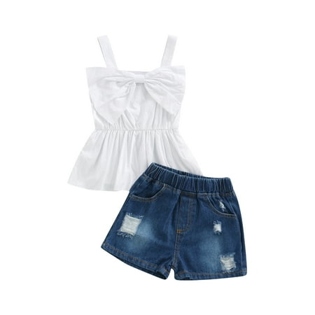 Bagilaanoe 2PCS Toddler Baby Girl Denim Shorts Set Sleeveless Tank Tops + Ripped Jean 18M 24M 3T 4T 5T Summer Outfit
Bagilaanoe 2PCS Toddler Baby Girl Denim Shorts Set Sleeveless Tank Tops + Ripped Jean 18M 24M 3T 4T 5T Summer Outfit