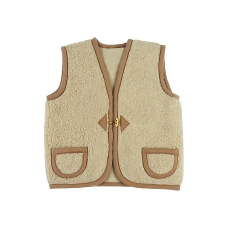 

Glonme Baby Jacket Button Down Waistcoat V Neck Vest Coat Playing Thicken Plush Cardigan Single-breasted Sleeveless Apricot 66