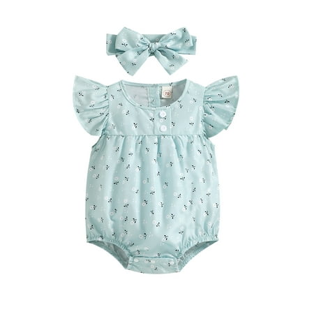 Frobukio Summer Newborn Baby Girls Bodysuit Outfits Cute Floral Print Flutter Sleeve Romper+Headband 2Pcs Clothes Blue 12-18 Months
Frobukio Summer Newborn Baby Girls Bodysuit Outfits Cute Floral Print Flutter Sleeve Romper+Headband 2Pcs Clothes Blue 12-18 Months