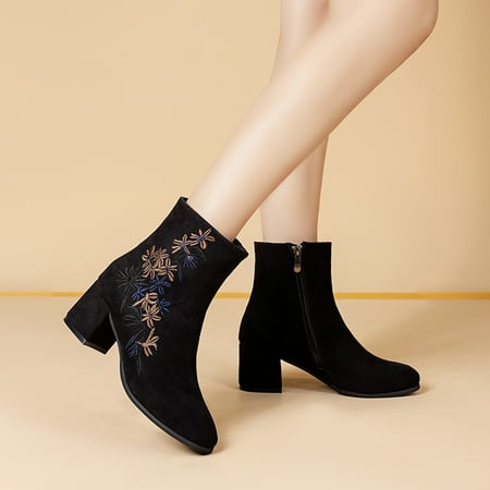ZMHEGW Boots For Women Plus Size Fluff Able Round Head Ethnic Style Embroidered Thick Square Heel Retro Side Zipper Mid Well Boots Shoes
ZMHEGW Boots For Women Plus Size Fluff Able Round Head Ethnic Style Embroidered Thick Square Heel Retro Side Zipper Mid Well Boots Shoes