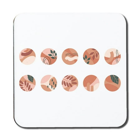 hand drawn organic shapes plant and textures in autumn style (Coaster)