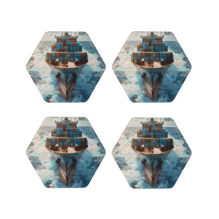 Coasters Set of 4 - Cargo Ship At Sea Drink Coasters for Tabletop Protection Leather Coasters for Living Room Decor and Housewarming Gift Hexagon
Coasters Set of 4 - Cargo Ship At Sea Drink Coasters for Tabletop Protection Leather Coasters for Living Room Decor and Housewarming Gift Hexagon