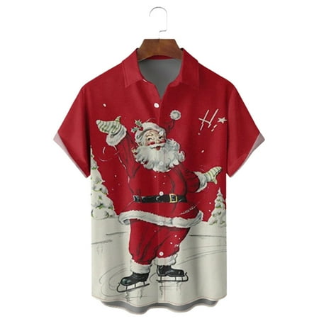 Men s Christmas Short Sleeve Hawaiian Shirt with Chest Pocket Casual Christmas Santa Print Shirts for Boys
Men s Christmas Short Sleeve Hawaiian Shirt with Chest Pocket Casual Christmas Santa Print Shirts for Boys