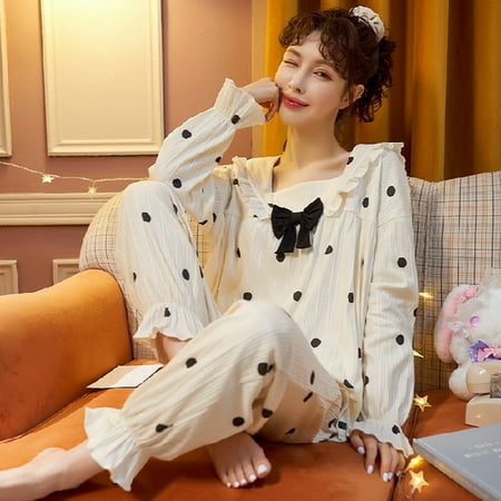 PIKADINGNIS New Arrivals Women Home Wear Clothes Autumn Winter Purple Bow Long Sleeve Women Pajamas Set Full Cotton Sleepwear Suit Outwear
PIKADINGNIS New Arrivals Women Home Wear Clothes Autumn Winter Purple Bow Long Sleeve Women Pajamas Set Full Cotton Sleepwear Suit Outwear
