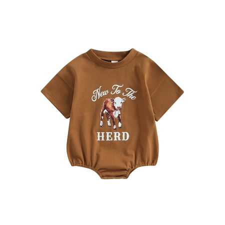 Baby Girls Boys Summer Casual Jumpsuit Short Sleeve O Neck Letter and Cattle Print Romper(0-18Months)
Baby Girls Boys Summer Casual Jumpsuit Short Sleeve O Neck Letter and Cattle Print Romper(0-18Months)