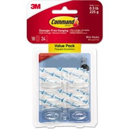 4PC 3M 3M 17006CLR-VP Command 18 Mini Clear Hooks With 24 Strips (Case of 4)