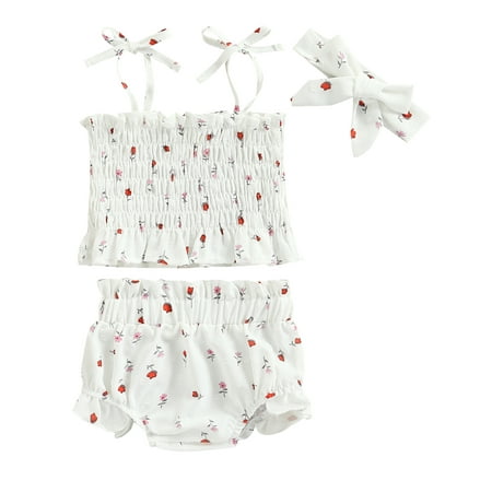 Calsunbaby Newborn Baby Girls Summer Outfit Sets Sleeveless Pleated Sling Vest Floral PP Shorts Headband White 9-12 Months
Calsunbaby Newborn Baby Girls Summer Outfit Sets Sleeveless Pleated Sling Vest Floral PP Shorts Headband White 9-12 Months