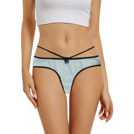 Qazqa Womens Underwear Cotton Mid Low Waist Girls Briefs Blue L