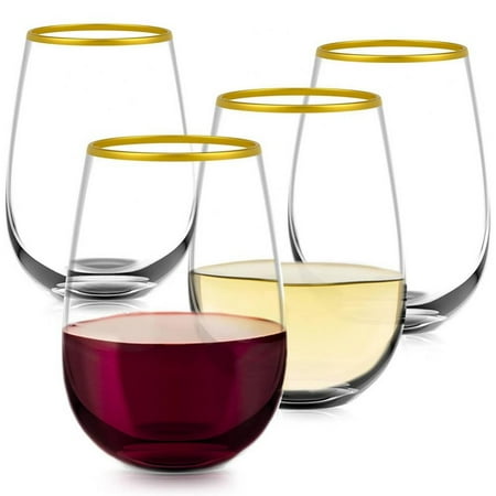 Deals 4 Pack Stemless Plastic Wine Glasses Disposable 16 oz Gold Rim Stylish Drinkware for all Beverages Cocktail Parties Wedding Reception and Catered Events
Deals 4 Pack Stemless Plastic Wine Glasses Disposable 16 oz Gold Rim Stylish Drinkware for all Beverages Cocktail Parties Wedding Reception and Catered Events