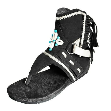 Sunvit Women s Heeled Sandals- Casual Roman Retro New Style Bohemian Summer Sandals #435 Black-6
Sunvit Women s Heeled Sandals- Casual Roman Retro New Style Bohemian Summer Sandals #435 Black-6