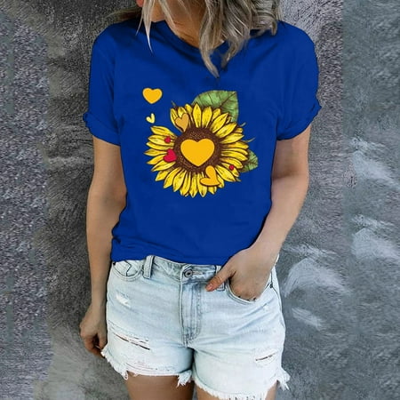 Short Sleeve Shirts for Women Womens Graphic Tee Shirts Sun Floral Printing T-Shirt Summer Loose Tunic Blouse Tops
Short Sleeve Shirts for Women Womens Graphic Tee Shirts Sun Floral Printing T-Shirt Summer Loose Tunic Blouse Tops