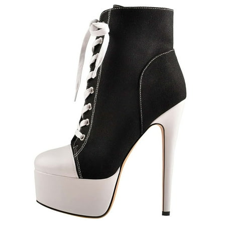 Women‘s Platform Canvas High Heels Round Toe Lace Up Sneaker Boots Casual Stiletto Heels
Women‘s Platform Canvas High Heels Round Toe Lace Up Sneaker Boots Casual Stiletto Heels