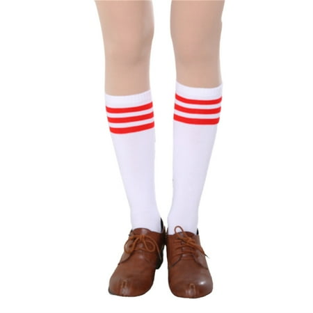 ELENXS Women Girls Stripes Printed Thigh High Socks Simple Style Sports Socks