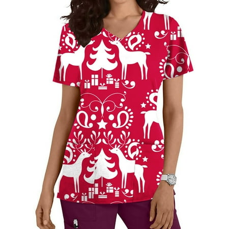 jsaierl Christmas Scrub Tops Women V-Neck Short Sleeve Xmas Graphic Top Nurse Uniform Workwear T Shirts Soft Lightweight Blouse Tees with Pockets
jsaierl Christmas Scrub Tops Women V-Neck Short Sleeve Xmas Graphic Top Nurse Uniform Workwear T Shirts Soft Lightweight Blouse Tees with Pockets