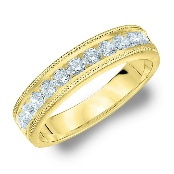 0.50 CTTW Diamond Wedding Band, 1/2 CT Diamond Anniversary Ring in 14K Yellow Gold