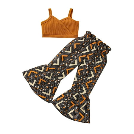 Frobukio Kids Toddler Girls 2Pcs Clothes Suit Sleeveless Off Shoulder Neck Vest Tops High Waist Print Flare Trousers Brown 2-3 Years
Frobukio Kids Toddler Girls 2Pcs Clothes Suit Sleeveless Off Shoulder Neck Vest Tops High Waist Print Flare Trousers Brown 2-3 Years