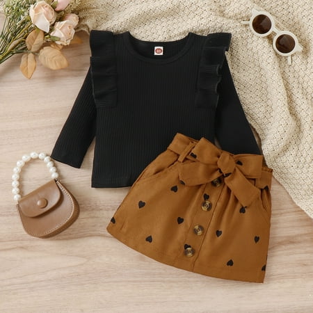 Binhe Girls Set Autumn/Winter Black Round Neck Long Sleeve Striped Sweater Heart Print Lace Up Short Skirt Party Birthday School for Any Occasion Comfortable and Soft Ideal for Baby Gifts
Binhe Girls Set Autumn/Winter Black Round Neck Long Sleeve Striped Sweater Heart Print Lace Up Short Skirt Party Birthday School for Any Occasion Comfortable and Soft Ideal for Baby Gifts
