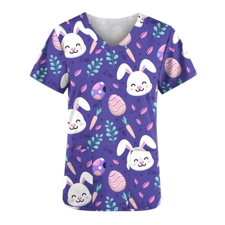 Women s Scrub Top Trendy Easter Print Eggs Pattern Short Sleeve V Neck Working Uniform Blouses with Pockets
Women s Scrub Top Trendy Easter Print Eggs Pattern Short Sleeve V Neck Working Uniform Blouses with Pockets