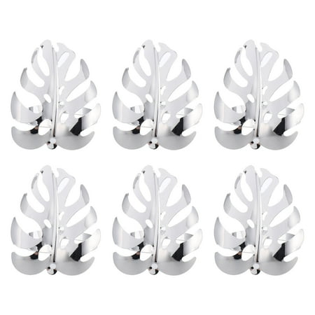 NUOLUX 6pcs Elegant Alloy Napkin Rings Restaurant Dinning Tabletop Decorations