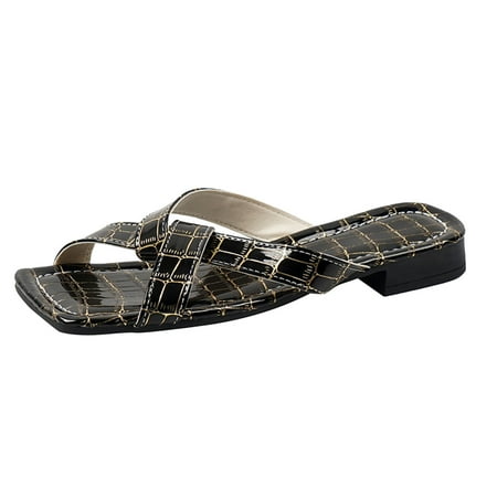 Youmylove Women Slide Slippers Fashion Spring Summer Flat Bottom Low Heel Square Toe Open Toe Slip On Comfortable Solid Color Leather Pattern Casual Beach Style Leisure Ladies Cozy Daily Walking
Youmylove Women Slide Slippers Fashion Spring Summer Flat Bottom Low Heel Square Toe Open Toe Slip On Comfortable Solid Color Leather Pattern Casual Beach Style Leisure Ladies Cozy Daily Walking
