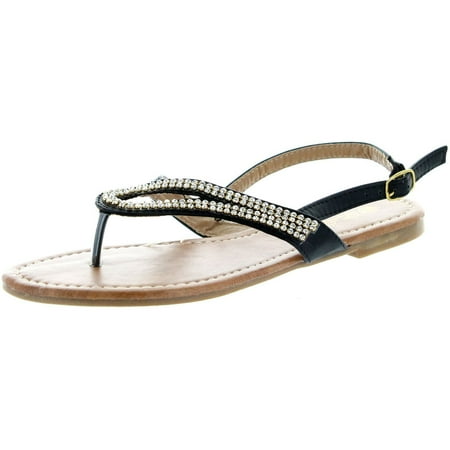 Luo Luo Womens Tracy Dress Rhinestone Sandals Black 6