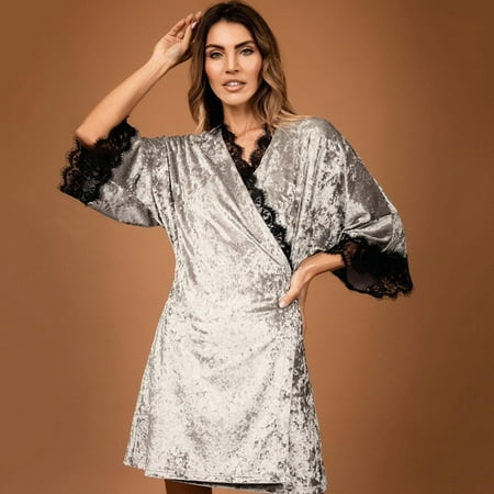 DanceeMangoo Knit Pajama Velvet Robes Women Sleepwear Lace Splicing Nightie Bathrobe Female Nightgown Half Sleeve Nightwear Robe
DanceeMangoo Knit Pajama Velvet Robes Women Sleepwear Lace Splicing Nightie Bathrobe Female Nightgown Half Sleeve Nightwear Robe