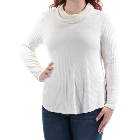 STYLE & COMPANY Womens Ivory Textured Long Sleeve Cowl Neck Top Petites Size: XL