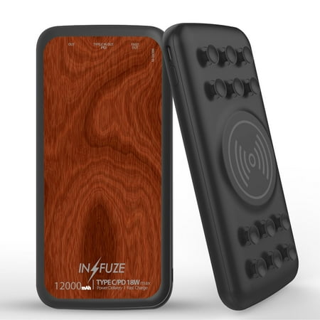 INFUZE Qi Wireless Portable Charger for OnePlus 9 Pro External Battery (12000 mAh 18W Power Delivery USB-C/USB-A 3.0 Ports Suction Cups) with Touch Tool - Brown Wood Print
INFUZE Qi Wireless Portable Charger for OnePlus 9 Pro External Battery (12000 mAh 18W Power Delivery USB-C/USB-A 3.0 Ports Suction Cups) with Touch Tool - Brown Wood Print