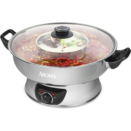 Aroma Stainless Steel Hot Pot Silver (ASP-600) 5 quart