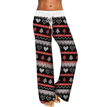 Womens Leisure Pants Christmas Printed Home Pants Wide Leg Pants Pajama Pants Pull Rope Elastic Waist Furry Pants Women
Womens Leisure Pants Christmas Printed Home Pants Wide Leg Pants Pajama Pants Pull Rope Elastic Waist Furry Pants Women