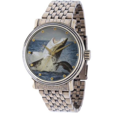 Discovery Channel Shark Week Men's Antique Gold Vintage Alloy Watch, Antique Gold Stainless Steel Bracelet