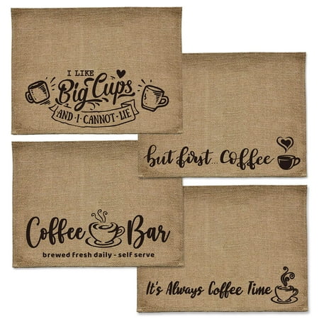4 Pieces Waterproof Coffee Bar Mat -Burlap Coffee Maker Mat/Pad- Waterproof Coffee Station Funny Coffee Lovers Gifts Home Decor Parties Daily Use. Hot.
4 Pieces Waterproof Coffee Bar Mat -Burlap Coffee Maker Mat/Pad- Waterproof Coffee Station Funny Coffee Lovers Gifts Home Decor Parties Daily Use. Hot.