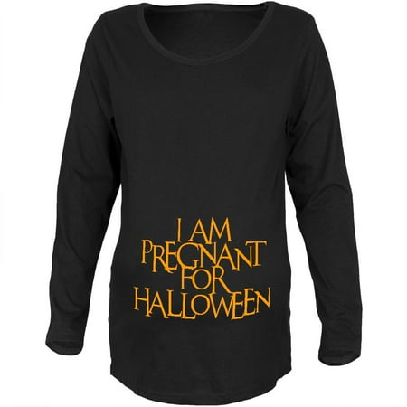 Pregnant for Halloween Black Maternity Soft Long Sleeve T-Shirt - X-Large