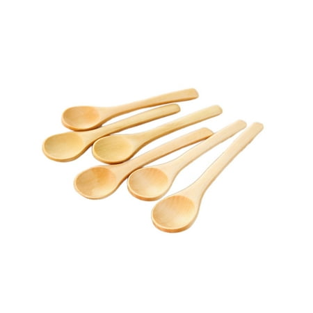 6Pcs Wooden Bamboo Honey Dessert Food Cake Food-grade Spoon Coffee Condiment Cooking Utensil Scoop Spoon Catering Teaspoon Tools