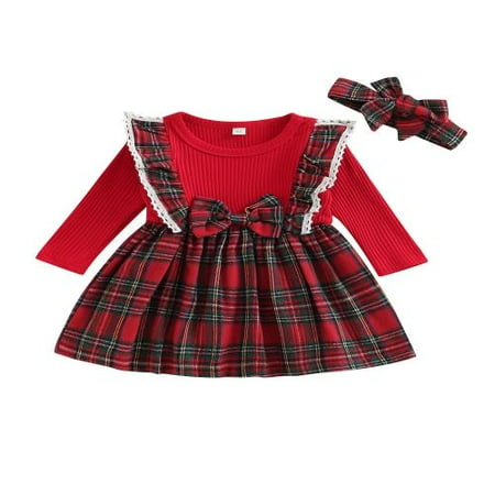 Huakaishijie Infant Baby Girls 2Pcs Christmas Outfits Long Sleeve Plaid Print Ruffle Dress + Headband Set
Huakaishijie Infant Baby Girls 2Pcs Christmas Outfits Long Sleeve Plaid Print Ruffle Dress + Headband Set