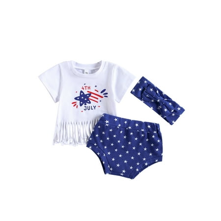 4th of July Baby Girl Summer Outfit Fireworks Short Sleeve Tassel T Shirt Top Stars Print Shorts Headband Memorial Day Clothes
4th of July Baby Girl Summer Outfit Fireworks Short Sleeve Tassel T Shirt Top Stars Print Shorts Headband Memorial Day Clothes