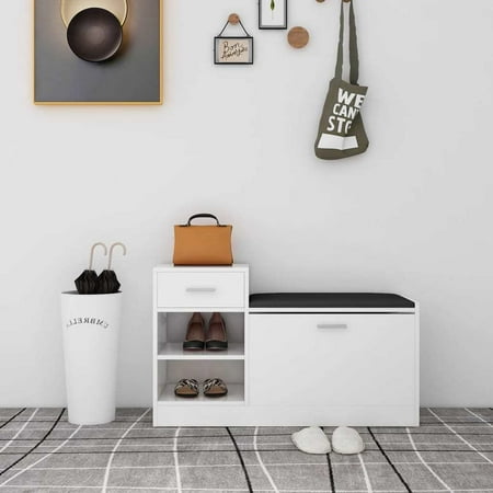 WONISOLI Shoe Bench High Gloss White 37.2 x12.2 x22.4 Chipboard