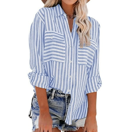 Long Sleeve Shirts for Women Under Scrubs Long Sleeve Tops for Women 2022 Womens Casual V Neck Long Sleeve Button Striped Pockets Casual Blouse Tops Clearance Long Sleeve Blouse Nursing Tops
Long Sleeve Shirts for Women Under Scrubs Long Sleeve Tops for Women 2022 Womens Casual V Neck Long Sleeve Button Striped Pockets Casual Blouse Tops Clearance Long Sleeve Blouse Nursing Tops